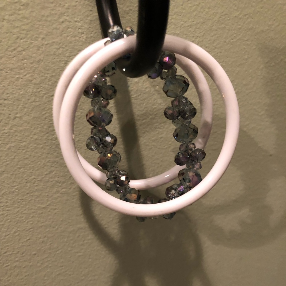 Bracelet set stretch sparkle purple gray white